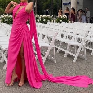 Pink Chiffon Maxi Gown WORN ONCE Size Small